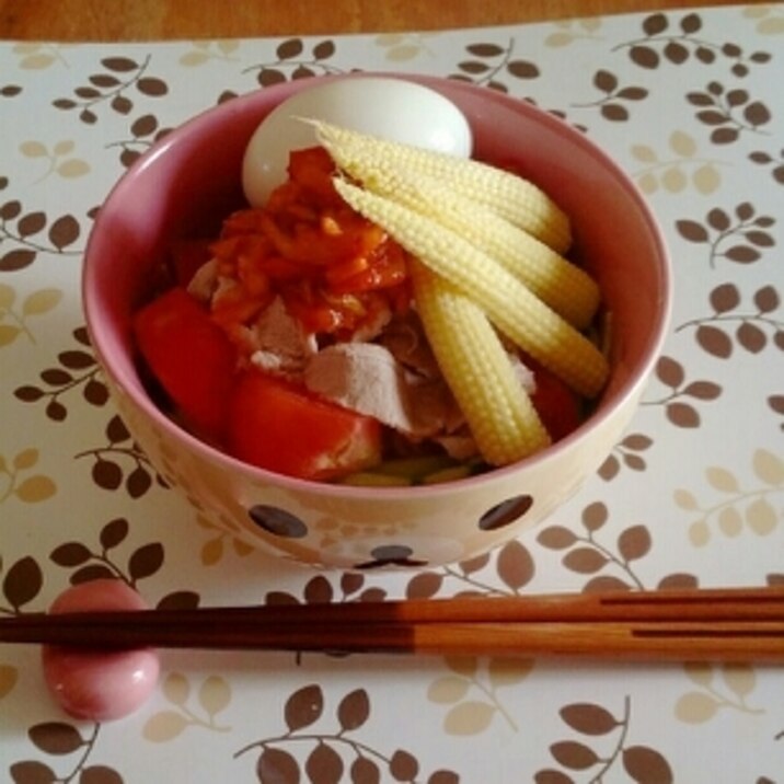 ひえひえ!ピリ辛!!豚しゃぶキムチそうめん